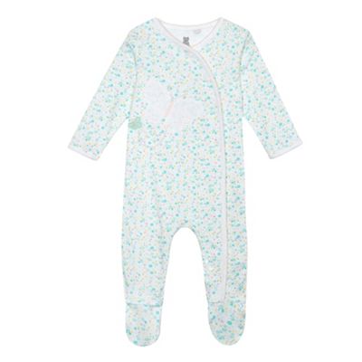 bluezoo Baby girls' turquoise floral butterfly sleepsuit